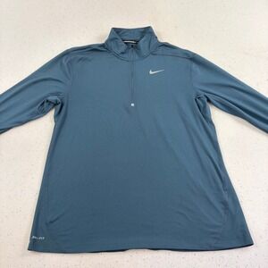 Nike Mens Quarter Zip Pullover Teal Blue L Dri-FIT Sporty Streetwear Gorpcore